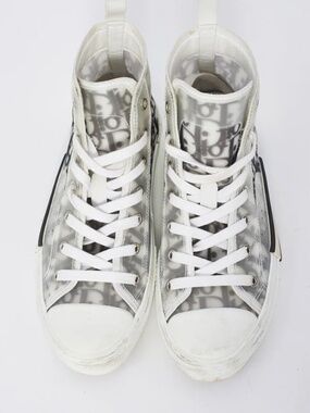White and Black Dior Oblique Canvas B23 Hightop Sneakers